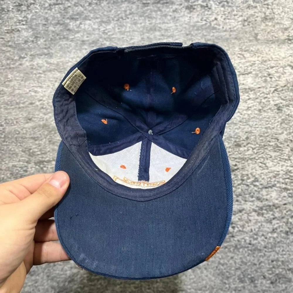 Vintage‎ Harley Davidson Hat Embroidered Flames Y2K Grunge Bike Blue Orange
